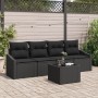 Set de Comedor de Jardín de 5 Piezas con Cojines Ratán Poli Negro de , Sofás de exterior - Ref: Foro24-3355262, Precio: 349,3...