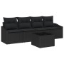 Set de Comedor de Jardín de 5 Piezas con Cojines Ratán Poli Negro de , Sofás de exterior - Ref: Foro24-3355262, Precio: 349,3...