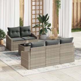 Conjunto de sofá de jardín de 6 piezas con cojines gris claro poliratán de , Sofás de exterior - Ref: Foro24-3355271, Precio:...