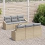 Juego de Sofás de Jardín de 7 Piezas con Cojines Beige Mimbre Poliéster | Foro24.es | Tu tienda online para hogar, jardín y más Foro24.es