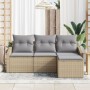 Juego de Sofá de Jardín de 4 Piezas con Cojines Beige Polímero de Rattan | Foro24.es | Tu tienda online para hogar, jardín y más Foro24.es