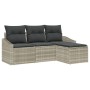 Juego de Sofá de Jardín de 4 piezas con Cojines Gris Claro Poliratán de , Sofás de exterior - Ref: Foro24-3355341, Precio: 29...