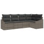 Juego de Comedor de Jardín de 5 Piezas con Cojines Gris Ratán Sintético de , Sofás de exterior - Ref: Foro24-3355388, Precio:...