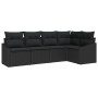 Juego de Comedor de Jardín de 5 Piezas con Cojines de Poliratán Negro de , Sofás de exterior - Ref: Foro24-3355392, Precio: 3...