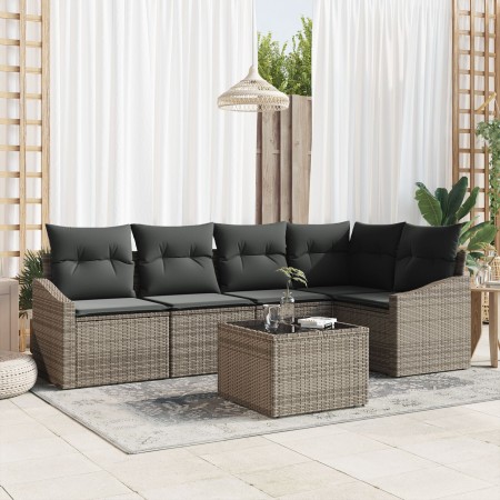 Conjunto de Comedor de Jardín de 5 Piezas con Cojines Ratán Poliratán Negro de , Sofás de exterior - Ref: Foro24-3355398, Pre...