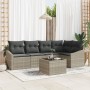 Conjunto de Comedor de Jardín de 6 Piezas con Cojines Gris de Polirratán de , Sofás de exterior - Ref: Foro24-3355401, Precio...