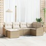 Conjunto de Comedor Jardín de 6 Piezas con Cojines Beige Ratán Poliéster de , Sofás de exterior - Ref: Foro24-3355460, Precio...