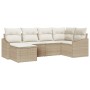 Conjunto de Comedor Jardín de 6 Piezas con Cojines Beige Ratán Poliéster de , Sofás de exterior - Ref: Foro24-3355460, Precio...