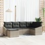 Set de Comedor de Jardín de 6 Piezas con Cojines Ratán Poliéster Gris Claro de , Sofás de exterior - Ref: Foro24-3355461, Pre...