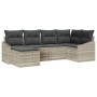 Set de Comedor de Jardín de 6 Piezas con Cojines Ratán Poliéster Gris Claro de , Sofás de exterior - Ref: Foro24-3355461, Pre...