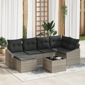 Conjunto de Comedor de Jardín de 7 Piezas con Cojines de Ratán Gris de , Sofás de exterior - Ref: Foro24-3355471, Precio: 493...