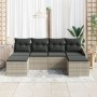 Conjunto de Comedor de Jardín de 6 Piezas con Cojines Poliratán Gris Claro de , Sofás de exterior - Ref: Foro24-3355501, Prec...