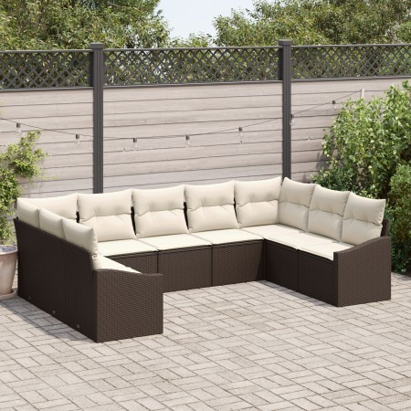 Conjunto de Comedor de Jardín de 9 Piezas con Cojines Ratán Marrón | Foro24.es | Tu tienda online para hogar, jardín y más Foro24.es