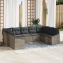 Conjunto de Comedor de Jardín de 9 Piezas con Cojines Gris de Ratán Poliéster de , Sofás de exterior - Ref: Foro24-3355548, P...