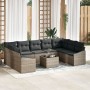 Juego de Comedor de Jardín de 9 Piezas con Cojines Ratán Poliéster Negro de , Sofás de exterior - Ref: Foro24-3355558, Precio...