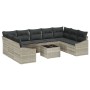 Juego de Comedor de Jardín de 10 Piezas con Cojines Gris Ratán Polipropileno de , Sofás de exterior - Ref: Foro24-3355561, Pr...