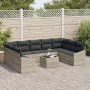 Juego de Comedor de Jardín de 10 Piezas con Cojines Gris Ratán Polipropileno de , Sofás de exterior - Ref: Foro24-3355561, Pr...