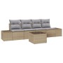 Juego de Sofás de Jardín de 5 Piezas con Cojines Beige Poliratán de , Sofás de exterior - Ref: Foro24-3355599, Precio: 384,94...