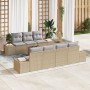 Conjunto de Sofá de Jardín de 8 Piezas con Cojines Beige Ratán Poliéster de , Sofás de exterior - Ref: Foro24-3355639, Precio...