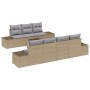 Conjunto de Sofá de Jardín de 8 Piezas con Cojines Beige Ratán Poliéster de , Sofás de exterior - Ref: Foro24-3355639, Precio...