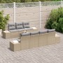 Conjunto de Sofá de Jardín de 8 Piezas con Cojines Beige Ratán Poliéster de , Sofás de exterior - Ref: Foro24-3355639, Precio...