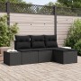 Juego de Sofá de Jardín de 4 Piezas con Cojines Negro Poliratán de , Sofás de exterior - Ref: Foro24-3355682, Precio: 313,22 ...