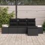 Juego de Sofá de Jardín de 4 Piezas con Cojines Negro Poliratán de , Sofás de exterior - Ref: Foro24-3355682, Precio: 313,22 ...
