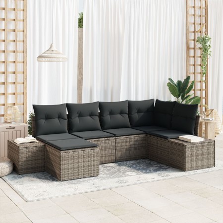 Conjunto de sofá de jardín de 6 piezas con cojines gris ratán poligonal | Foro24.es | Tu tienda online para hogar, jardín y más Foro24.es
