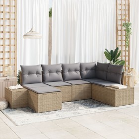 Juego de Sofá de Jardín de 6 Piezas con Cojines Beige Ratán PE de , Sofás de exterior - Ref: Foro24-3355799, Precio: 466,87 €...
