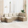 Juego de Sofá de Jardín de 6 Piezas con Cojines Beige Poliratán de , Sofás de exterior - Ref: Foro24-3355800, Precio: 480,73 ...
