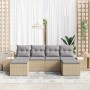 Juego de Sofás de Jardín de 6 Piezas con Cojines Beige Rattan Poliéster de , Sofás de exterior - Ref: Foro24-3355839, Precio:...