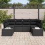 Conjunto de Sofá de Jardín de 6 Piezas con Cojines Negro de Ratán Poliamida de , Sofás de exterior - Ref: Foro24-3355872, Pre...