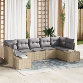 Set de Sofá de Jardín de 7 Piezas con Cojines Beige Ratán de , Sofás de exterior - Ref: Foro24-3355879, Precio: 522,53 €, Des...