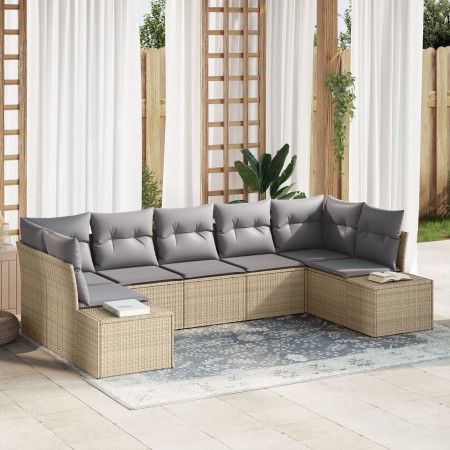 Set de Sofá de Jardín de 7 Piezas con Cojines Beige Ratán de , Sofás de exterior - Ref: Foro24-3355879, Precio: 522,53 €, Des...