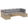 Set de Sofá de Jardín de 7 Piezas con Cojines Beige Ratán de , Sofás de exterior - Ref: Foro24-3355879, Precio: 522,53 €, Des...