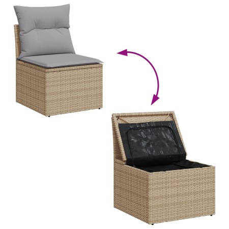 Conjunto de Sofá de Jardín de 9 Piezas con Cojines Beige Ratán Poliéster de , Sofás de exterior - Ref: Foro24-3355889, Precio...