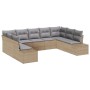 Conjunto de Sofá de Jardín de 9 Piezas con Cojines Beige Ratán Poliéster de , Sofás de exterior - Ref: Foro24-3355889, Precio...