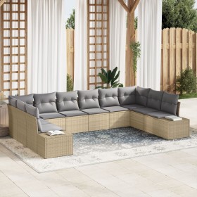 Juego de Sofá de Jardín de 10 Piezas con Cojines Beige Poliratán de , Sofás de exterior - Ref: Foro24-3355909, Precio: 678,57...