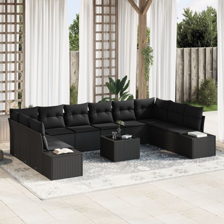 Juego de Sofá de Jardín de 11 Piezas con Cojines en Beige y Poliratán de , Sofás de exterior - Ref: Foro24-3355922, Precio: 7...