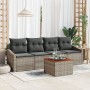 Juego de Sofá de Jardín de 5 Piezas con Cojines Gris Poliratán Acacia de , Sofás de exterior - Ref: Foro24-3356431, Precio: 3...