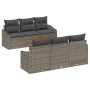 Juego de Sofá de Jardín de 7 Piezas con Cojines Gris Poliratán Acacia | Foro24.es | Tu tienda online para hogar, jardín y más Foro24.es