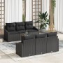 Juego de Sofás de Jardín de 7 Piezas con Cojines Negro Poliratán Acacia de , Sofás de exterior - Ref: Foro24-3356448, Precio:...