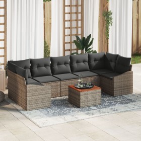 Juego de Sofá de Jardín de 8 Piezas con Cojines Gris Poliratán Acacia de , Sofás de exterior - Ref: Foro24-3356466, Precio: 5...