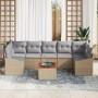 Set de Sofá de Jardín de 8 piezas con Cojines Beige Ratán Polimérico Acacia | Foro24.es | Tu tienda online para hogar, jardín y más Foro24.es