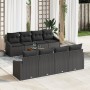 Conjunto de sofá de jardín de 7 piezas con cojines negro de poliratán de acacia de , Sofás de exterior - Ref: Foro24-3356476,...