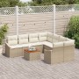 Juego de Sofá de Jardín de 9 Piezas con Cojines Beige Ratán Sintético Acacia de , Sofás de exterior - Ref: Foro24-3356482, Pr...