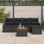 Set de Sofás de Jardín de 6 Piezas con Cojines Negro Poliratán Acacia de , Sofás de exterior - Ref: Foro24-3356490, Precio: 3...