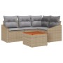 Conjunto de Sofá de Jardín de 5 Piezas con Cojines Beige de Ratán Poliéster Acacia | Foro24.es | Tu tienda online para hogar, jardín y más Foro24.es
