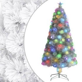 Árbol de Navidad artificial con luces fibra óptica blanco 120cm en Decoración Festiva y Estacional | Comprar online en Foru.es