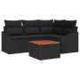 Conjunto de sofá de jardín de 5 piezas con cojines negro poliratán acacia de , Sofás de exterior - Ref: Foro24-3356497, Preci...